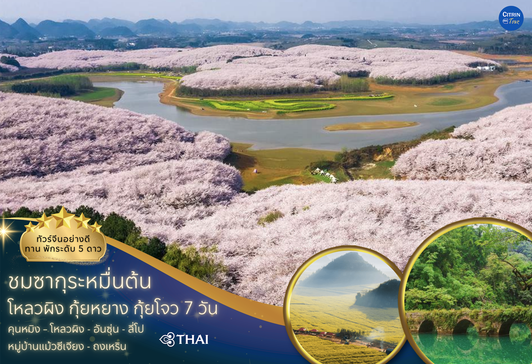 ทัวร์ชมซากุระบานหมื่นต้น โหลวผิง กุ้ยหยาง กุ้ยโจว 7 วัน